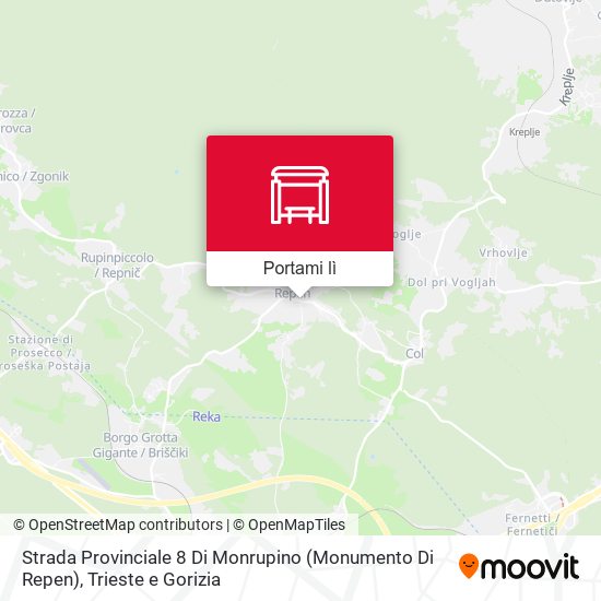 Mappa Strada Provinciale 8 Di Monrupino (Monumento Di Repen)