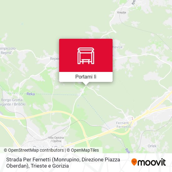 Mappa Strada Per Fernetti (Monrupino, Direzione Piazza Oberdan)