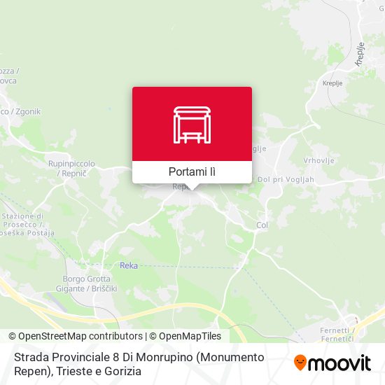 Mappa Strada Provinciale 8 Di Monrupino (Monumento Repen)