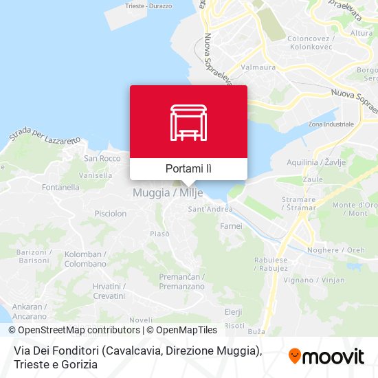 Mappa Via Dei Fonditori (Cavalcavia, Direzione Muggia)