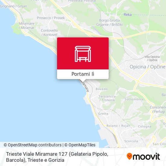 Mappa Trieste Viale Miramare 127 (Gelateria Pipolo, Barcola)