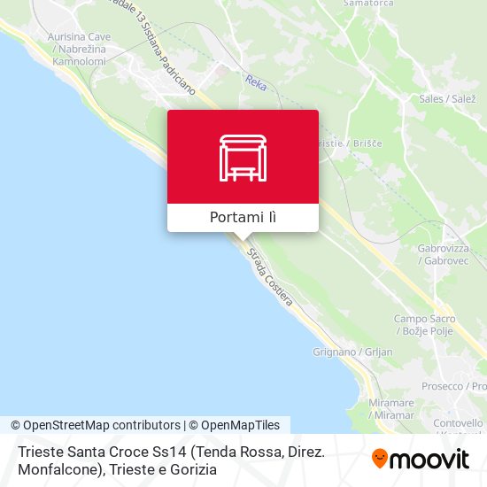 Mappa Trieste Santa Croce Ss14 (Tenda Rossa, Direz. Monfalcone)