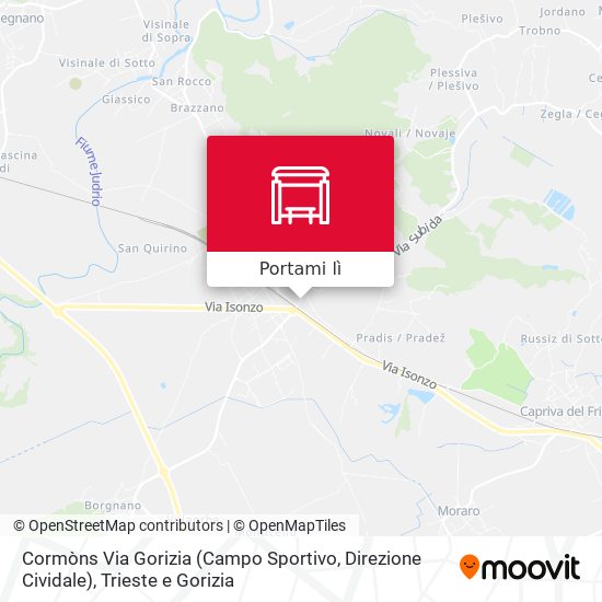 Mappa Cormòns Via Gorizia (Campo Sportivo, Direzione Cividale)