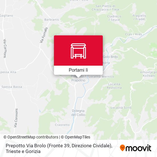 Mappa Prepotto Via Brolo (Fronte 39, Direzione Cividale)
