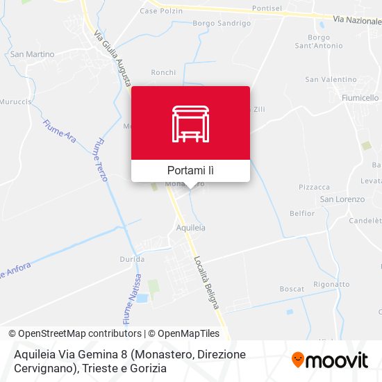 Mappa Aquileia Via Gemina 8 (Monastero, Direzione Cervignano)