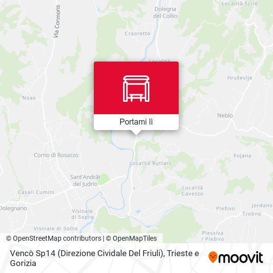 Mappa Vencò Sp14 (Direzione Cividale Del Friuli)