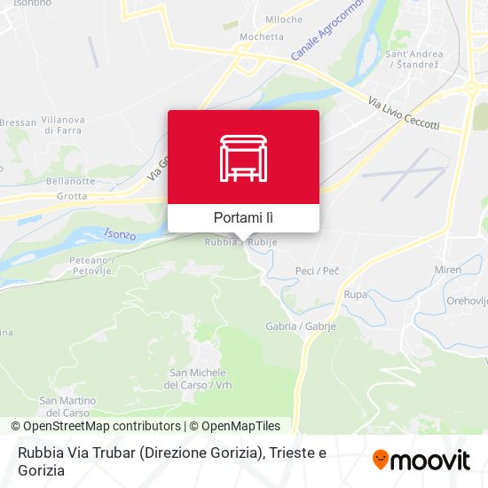 Mappa Rubbia Via Trubar (Direzione Gorizia)