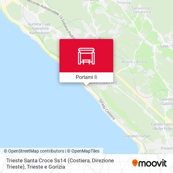 Mappa Trieste Santa Croce Ss14 (Costiera, Direzione Trieste)