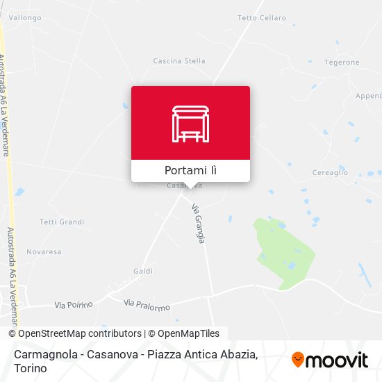 Mappa Carmagnola - Casanova - Piazza Antica Abazia