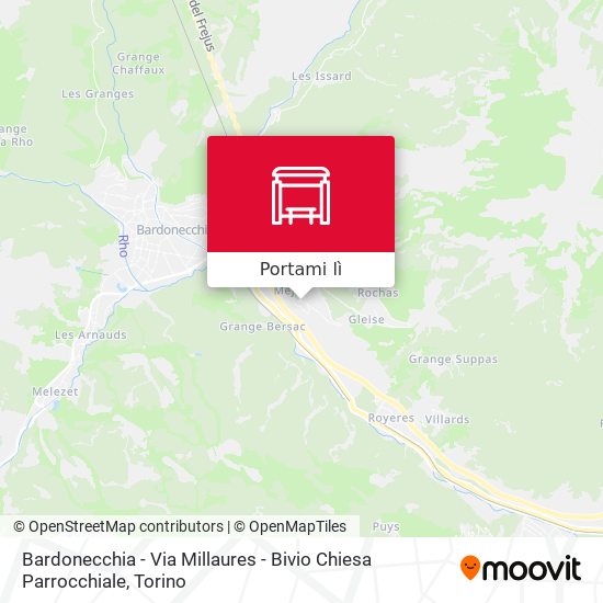 Mappa Bardonecchia - Via Millaures - Bivio Chiesa Parrocchiale