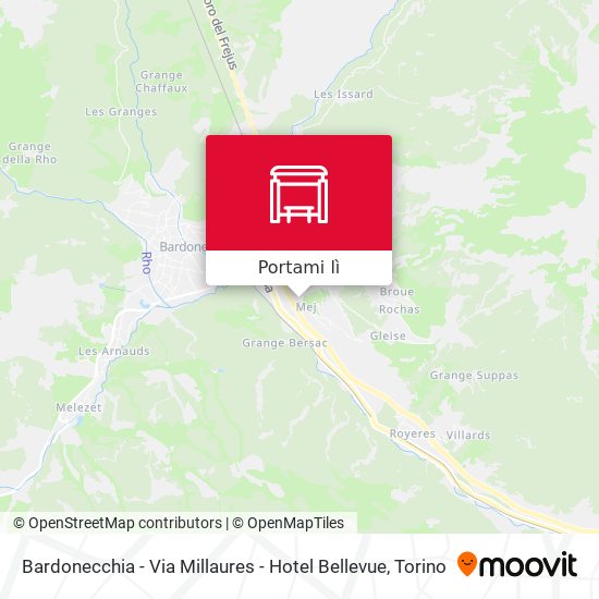 Mappa Bardonecchia - Via Millaures - Hotel Bellevue
