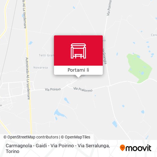 Mappa Carmagnola - Gaidi - Via Poirino - Via Serralunga