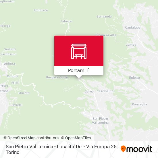 Mappa San Pietro Val Lemina - Localita' De' - Via Europa  25