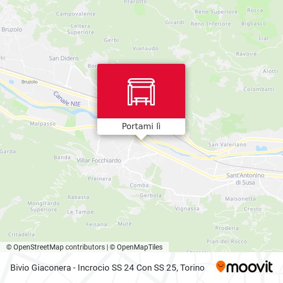 Mappa Bivio Giaconera - Incrocio SS 24 Con SS 25