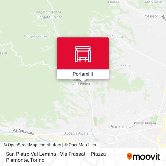Mappa San Pietro Val Lemina - Via Frassati - Piazza Piemonte