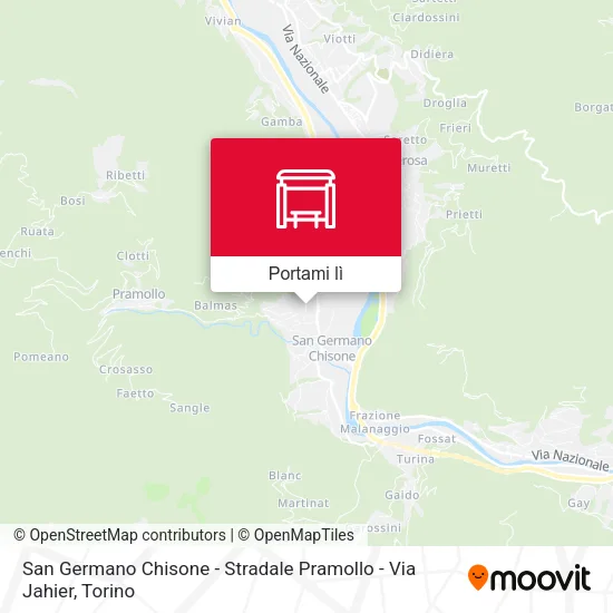 Mappa San Germano Chisone - Stradale Pramollo - Via Jahier