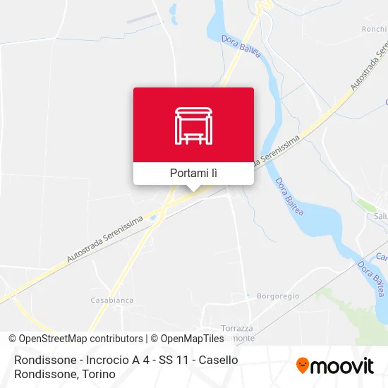 Mappa Rondissone - Incrocio A 4 - SS 11 - Casello Rondissone