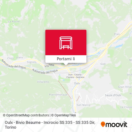 Mappa Oulx - Bivio Beaume - Incrocio SS 335 - SS 335 Dir