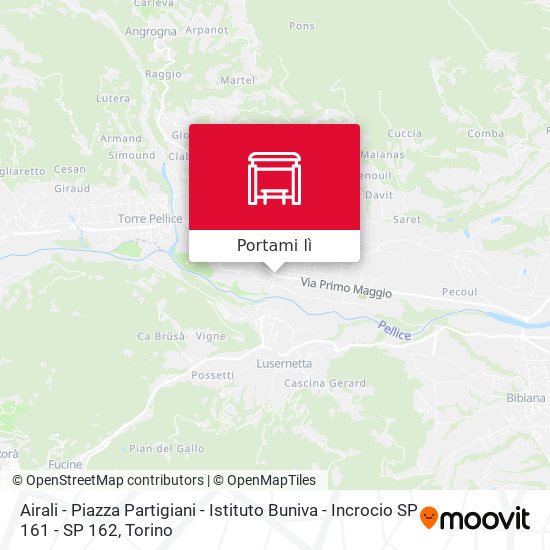 Mappa Airali - Piazza Partigiani - Istituto Buniva - Incrocio SP 161 - SP 162