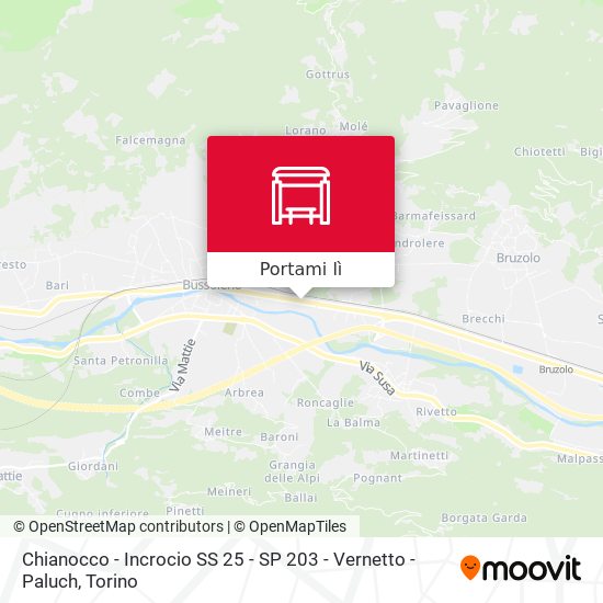 Mappa Chianocco - Incrocio SS 25 - SP 203 - Vernetto - Paluch