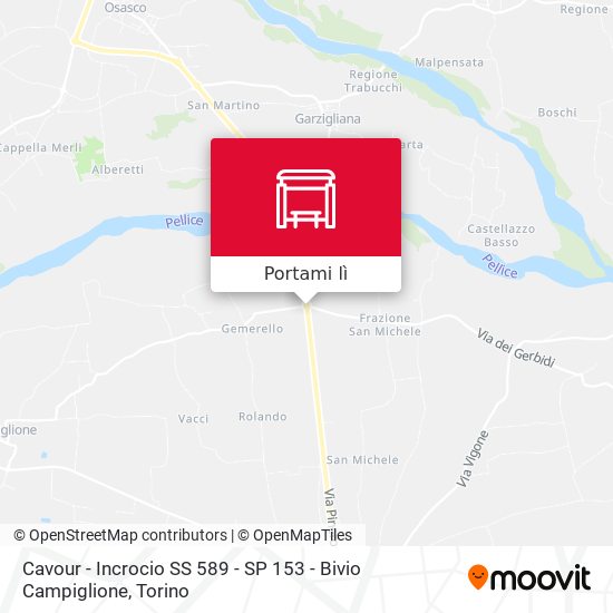 Mappa Cavour - Incrocio SS 589 - SP 153 - Bivio Campiglione