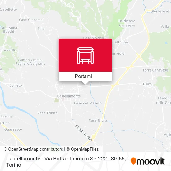 Mappa Castellamonte - Via Botta - Incrocio SP 222 - SP 56