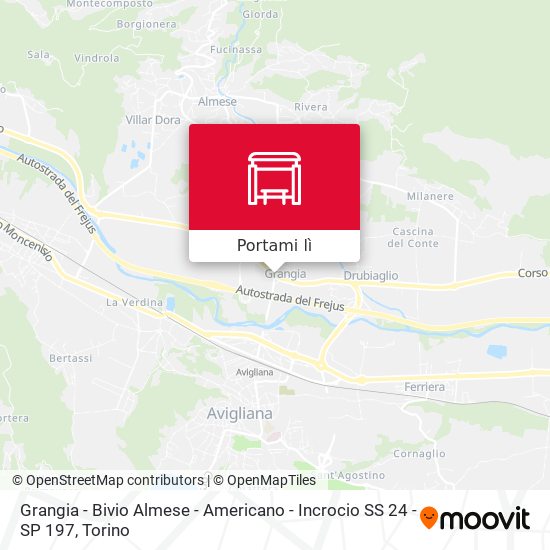 Mappa Grangia - Bivio Almese - Americano - Incrocio SS 24 - SP 197