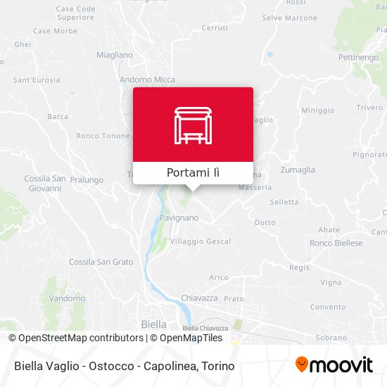 Mappa Biella Vaglio - Ostocco - Capolinea