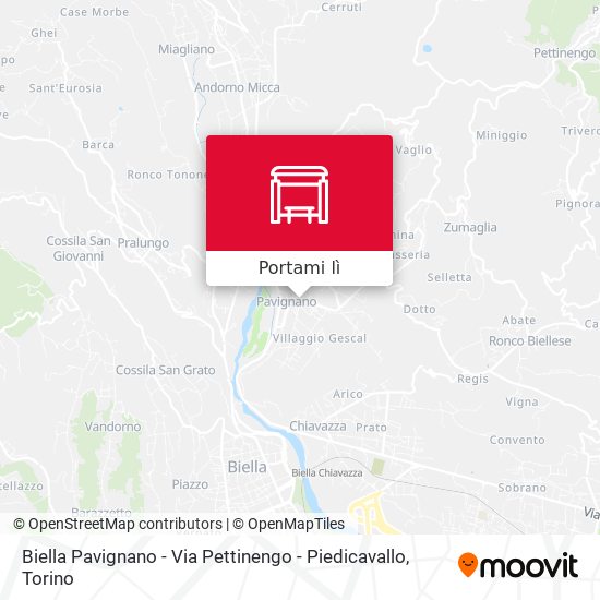 Mappa Biella Pavignano - Via Pettinengo - Piedicavallo