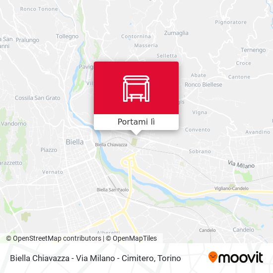 Mappa Biella Chiavazza - Via Milano - Cimitero
