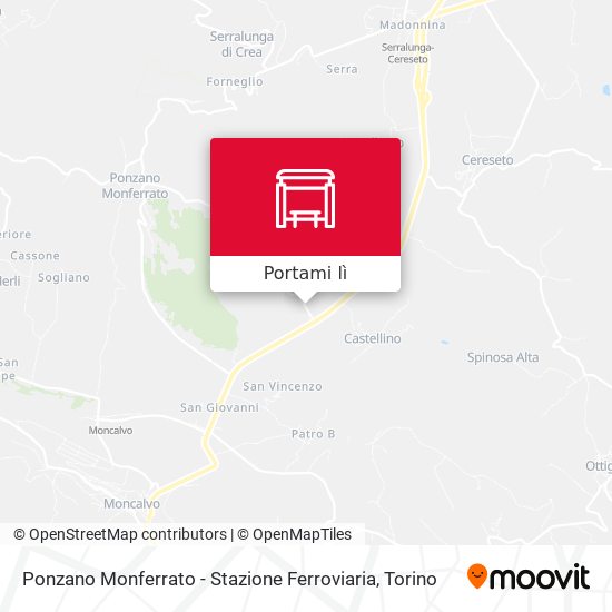 Mappa Ponzano Monferrato - Stazione Ferroviaria