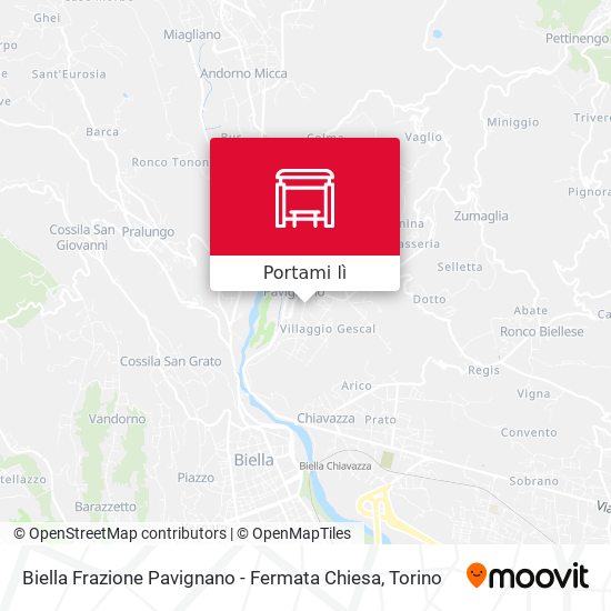 Mappa Biella Frazione Pavignano - Fermata Chiesa