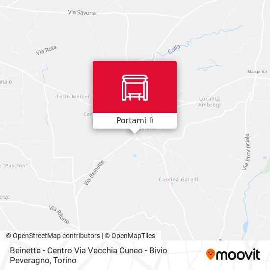 Mappa Beinette - Centro Via Vecchia Cuneo - Bivio Peveragno