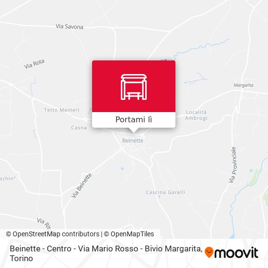 Mappa Beinette - Centro - Via Mario Rosso - Bivio Margarita