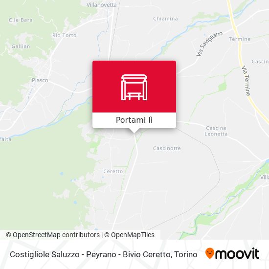 Mappa Costigliole  Saluzzo - Peyrano - Bivio Ceretto