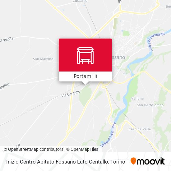 Mappa Inizio Centro Abitato Fossano Lato Centallo