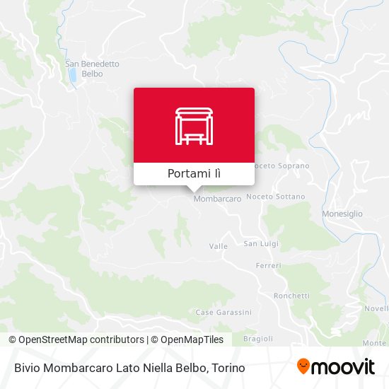 Mappa Bivio Mombarcaro Lato Niella Belbo