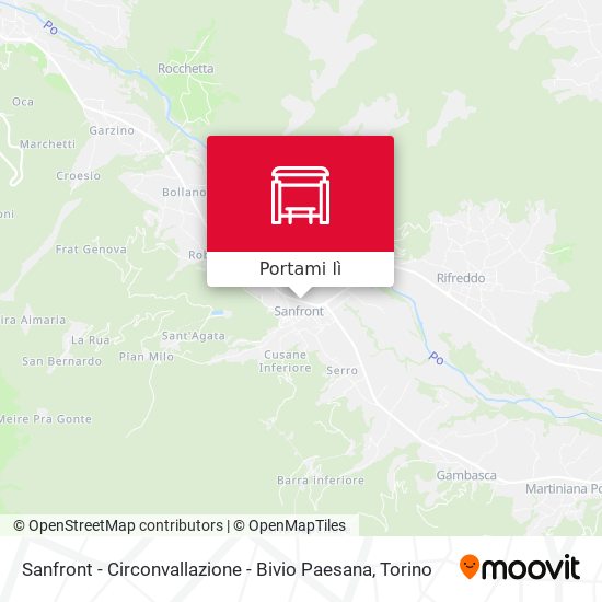 Mappa Sanfront - Circonvallazione - Bivio Paesana