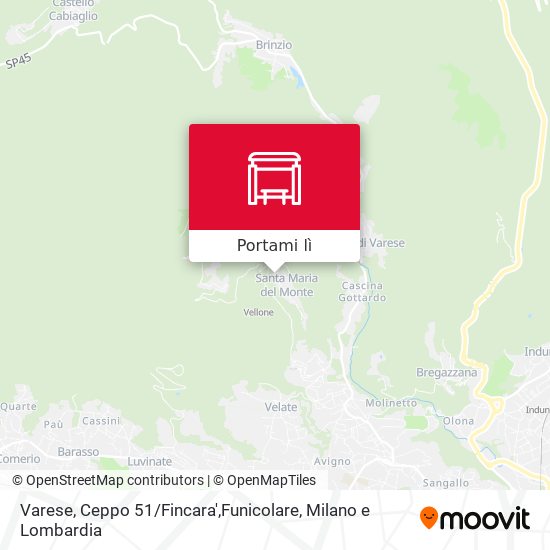 Mappa Varese, Ceppo 51 / Fincara',Funicolare