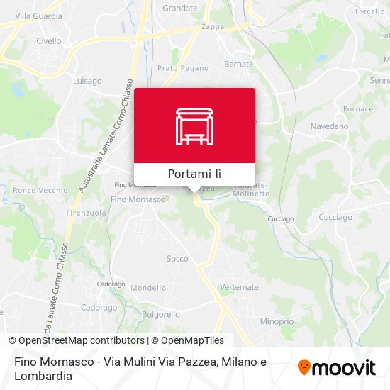 Mappa Fino Mornasco - Via Mulini Via Pazzea