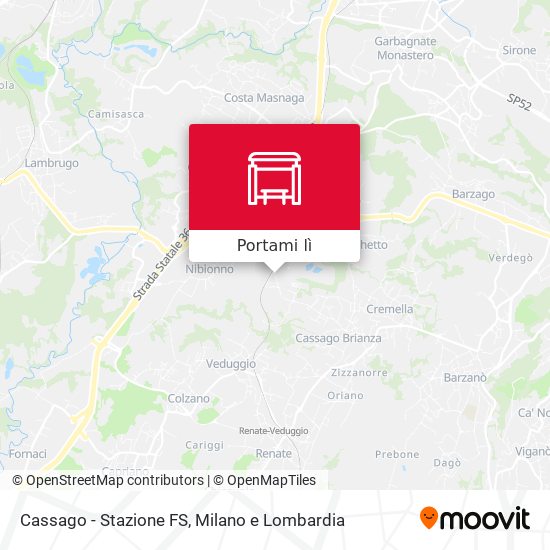 Mappa Cassago - Stazione FS