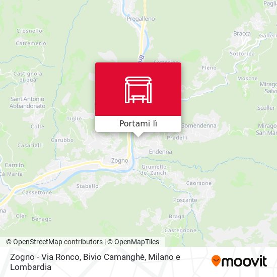 Mappa Zogno - Via Ronco, Bivio Camanghè