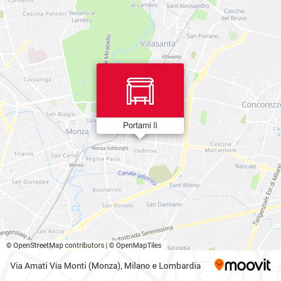 Mappa Via Amati Via Monti (Monza)