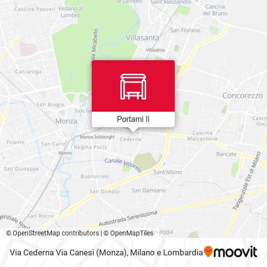 Mappa Via Cederna Via Canesi (Monza)