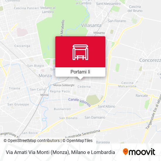 Mappa Via Amati Via Monti (Monza)