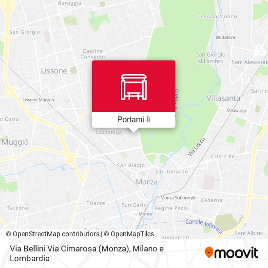 Mappa Via Bellini Via Cimarosa (Monza)