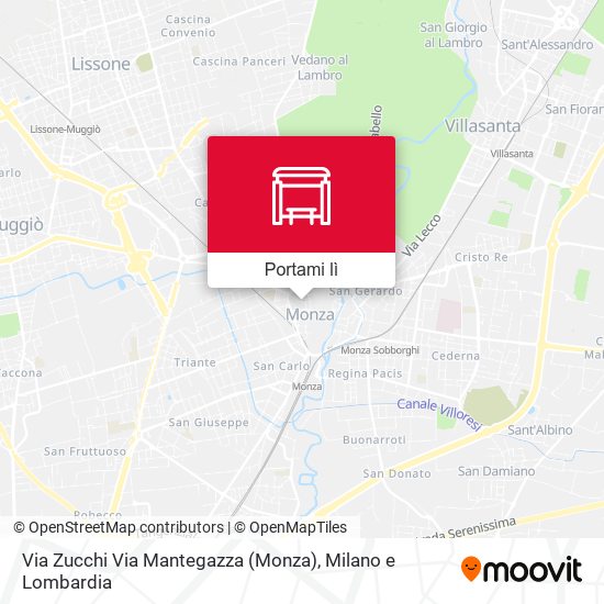Mappa Via Zucchi Via Mantegazza (Monza)