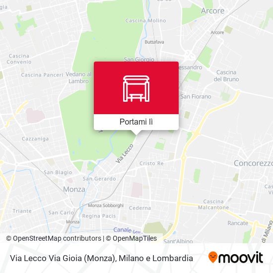 Mappa Via Lecco Via Gioia (Monza)