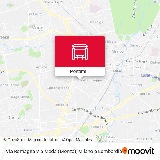 Mappa Via Romagna Via Meda (Monza)