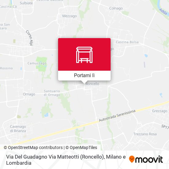Mappa Via Del Guadagno Via Matteotti (Roncello)